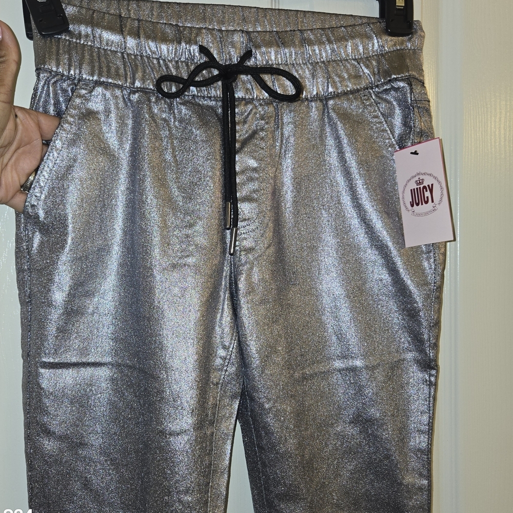 Juicy Couture Silver Comfy Elastic Waist Drawstring Jogger Pants Sz 2. - Picture 5 of 11